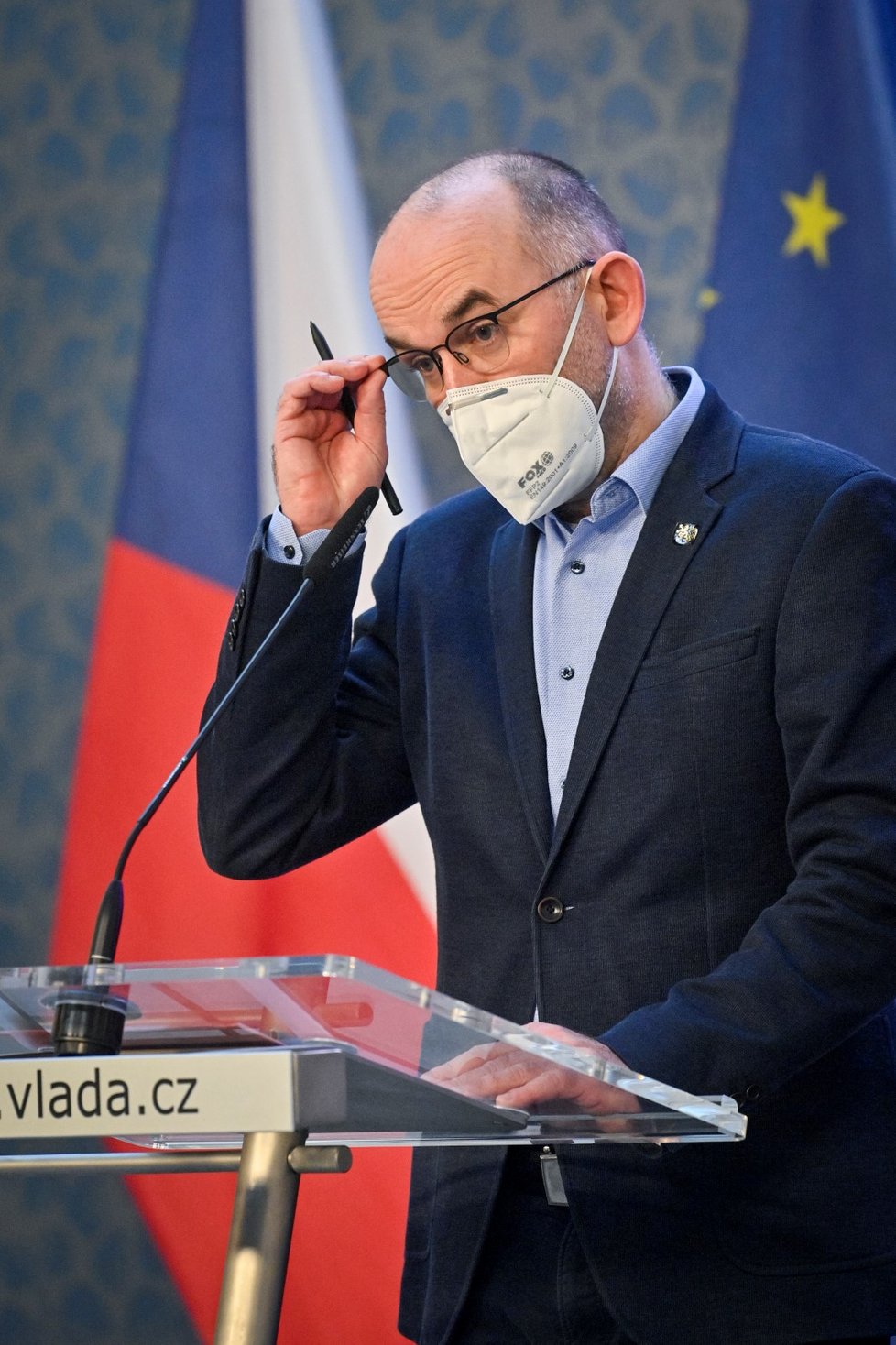 Ministr zdravotnictví Jan Blatný vystoupil v Praze na tiskové konferenci po mimořádném jednání vlády (19. 2. 2021)