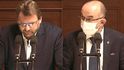 Debata o očkování proti covid-19 ve Sněmovně: Poslanec Lubomír Volný bez roušky, ministr Jan Blatný s rouškou