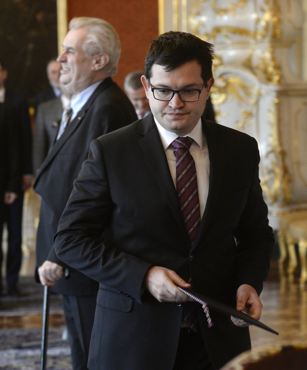 Jan Chvojka při jmenování novým ministrem Sobotkovy vlády