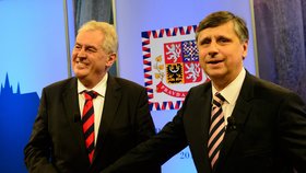 Jan Fischer a Miloš Zeman ještě jako volební rivalové