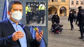 Hamáček o zásazích policie proti lidem bez roušek a respirátorů: Plně za policisty stojím
