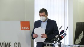 Jan Hamáček na tiskovce ČSSD v Lidovém domě po online sjezdu sociální demokracie (12.4.2021)