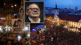 Slováci si připomněli Jána Kuciaka rok od jeho vraždy. K davu promluvil i jeho otec