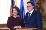 Ministři zahraničních věcí ČR a Německa Jan Lipavský a Annalena Baerbocková na tiskové konferenci mimo jiné o Ukrajině (26.7.2022)