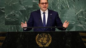 Ministr zahraničí Jan Lipavský (Piráti) na Valném shromáždění OSN (22.9.2022)