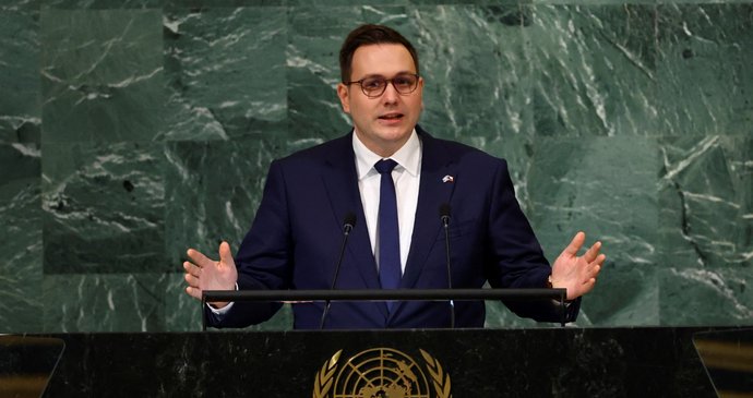 Ministr zahraničí Jan Lipavský (Piráti) na Valném shromáždění OSN (22.9.2022)