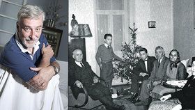 Stařenka v šátku, malý Rosák v obleku: Retro Vánoce moderátora na unikátním snímku z roku 1957