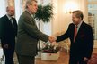 Jan Ruml, Miloš Zeman a Václav Havel při povolebních vyjednáváních v roce 1999