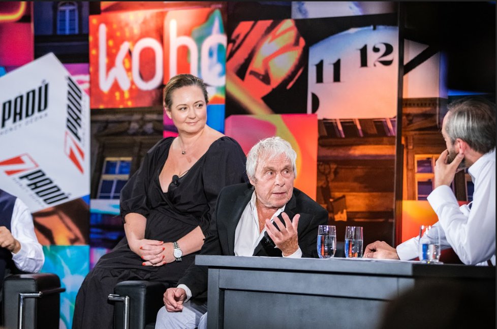 Jan Saudek se svou ženou Pavlínou v talk show 7 pádů Honzy Dědka