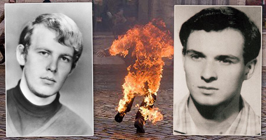 Dva mladíci, kteří se rozhodli demonstrativně zapálit: Jan Zajíc (vlevo) a Jan Palach (vpravo)