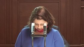 Sněmovna o koronaviru: Maláčová (ČSSD) se rozčílila kvůli útoku opozice u ošetřovného, kvůli svému telefonu si musela stáhnout roušku (21.4.2020)