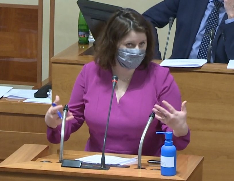 Senát o koronaviru: Ministryně Jana Maláčová (ČSSD) přišla hájit navýšení ošetřovného (29. 4. 2020)