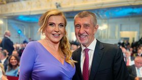 Jana Vaľová s Andrejem Babišem na inaugurácii Petra Pellegriniho.