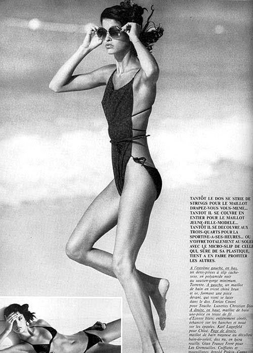 Janice Dickinson v prestižním módním časopisu Vogue. Psal se rok 1979.
