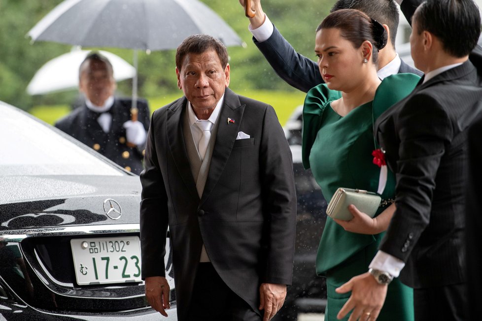 Na intronizaci japonského císaře Naruhita se sjeli hodnostáři z celého světa, na snímku filipínský prezident Duterte, (22.10.2019).