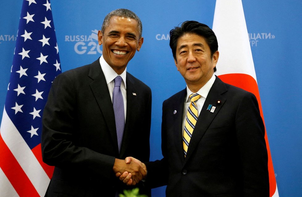 Bývalý japonský premiér Šinzó Abe s Barackem Obamou
