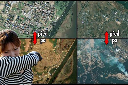 Družicové snímky japonských měst před katastrofou a po ní