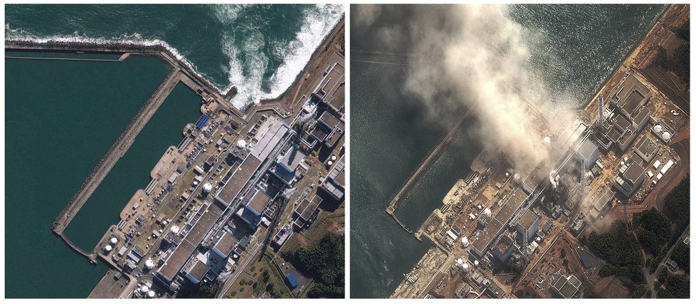 Takto třetí výbuch v elektrárně Fukušima zaznamenala družice
