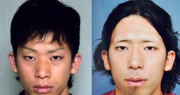 Japonský vrah před (vlevo) a po vraždě (vpravo)