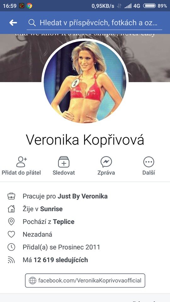 Je oficiálně nezadaná! Tak to alespoň stojí na jejím facebooku. Dlužno dodat, že tenhle »stav« tam má Kopřivová už dlouho, musí jí však přidělávat problémy... Když totiž »muž na lovu« tuhle informaci na profi lu krásné ženy zahlédne, logicky ho to pobídne k prvnímu kroku. Nebo snad už Veronice žádosti o rande od cizích chlapů nevadí?