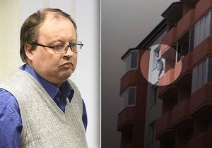 Jaroslav Janota balancoval přibližně hodinu na balkonové římse. Pak skočil