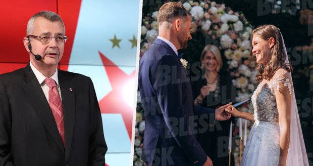 Dcera Jaroslava Tvrdíka Jana si vzala brankáře Slavie Ondřeje Koláře.