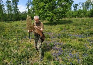 Jiří Kmet z Agentury ochrany přírody a krajiny ČR, vedoucí Správy CHKO Pálava při sčítání motýlů.