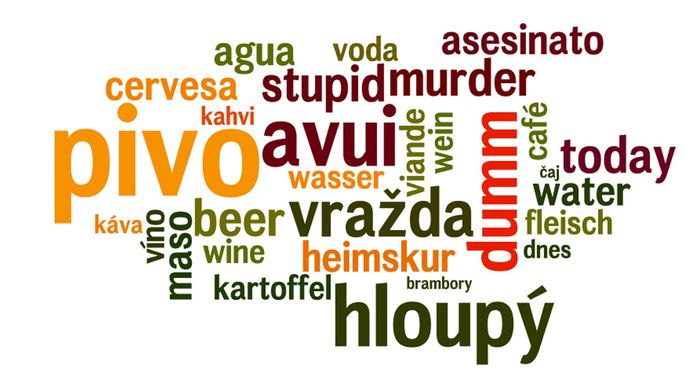 Různá slova v evropských jazycích