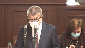 Andrej Babiš (ANO) žádal Sněmovnu o prodloužení stavu nouze kvůli pandemii koronaviru (7. 4. 2020).