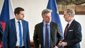 Výjezdní jednání vlády v Bučovicích 6. 12. 2023: Petr Fiala, Pavel Blažek a Petr Hladík