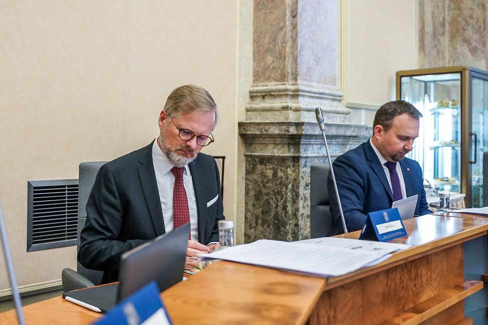 Jednání vlády: Petr Fiala a Marian Jurečka