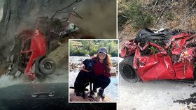 Řidič natočil vůz Jeep řítící se z útesu! Žena (23) skončila v nemocnici, její pejsek se ztratil v horách.