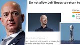 „Miliardáři by neměli existovat...“ Téměř 100 tisíc lidí žádá, aby Bezos zůstal ve vesmíru
