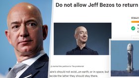„Miliardáři by neměli existovat...“ Téměř 100 tisíc lidí žádá, aby Bezos zůstal ve vesmíru