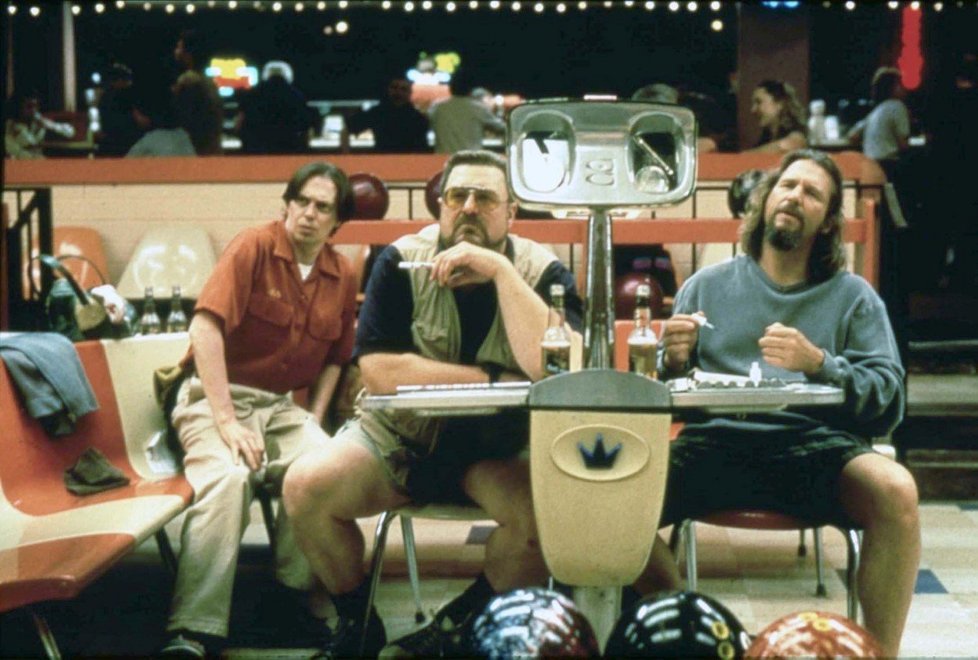 Kultovní trojka Jeff Bridges, John Goodman a Steve Buscemi ve filmu Big Lebowski