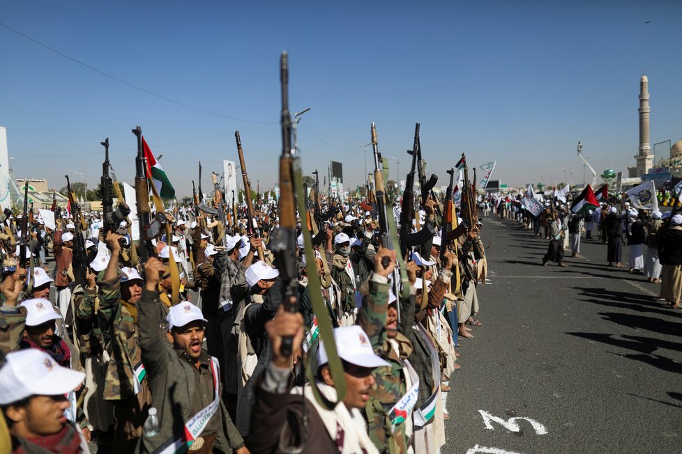 Jemenští povstalci podporují Palestince. (prosinec 2023)