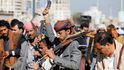 Hútíjští povstalci během setkání v metropoli San&#39;á