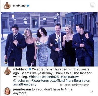 Matta LeBlanca upozornila na svou přítomnost na instagramu sama Jennifer.