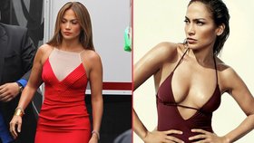 Jennifer Lopez na ulici a při profesionálním focení - rozdíl tam, je...