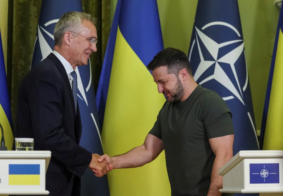 Ukrajinský prezident Zelenskyj se v Kyjevě setkal s generálním tajemníkem NATO Stoltenbergem (28.9.2023)