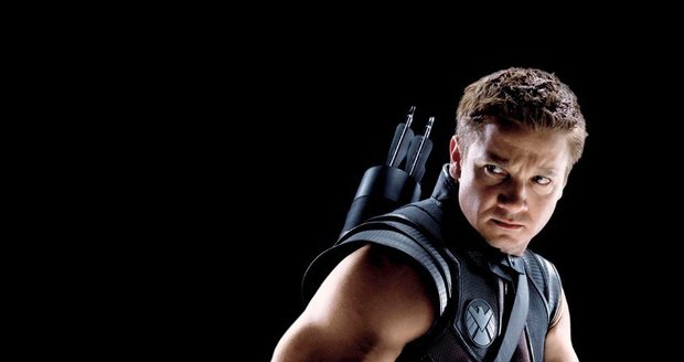 Jeremy Renner jako Hawkeye z Avengers.