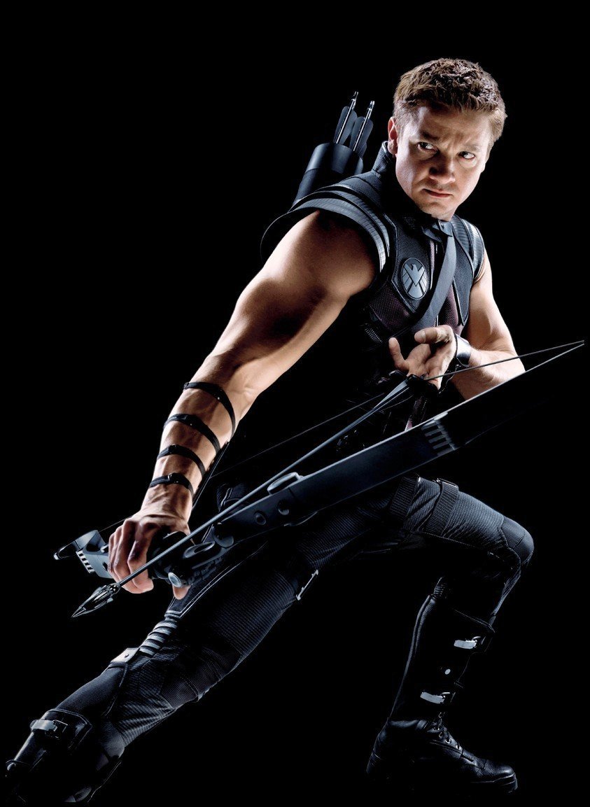 Jeremy Renner jako Hawkeye z Avengers.