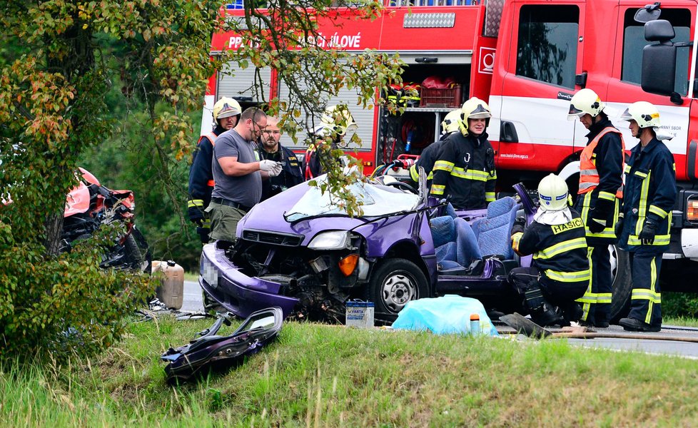 Při srážce dvou osobních aut u Jesenice zemřeli 3 lidé