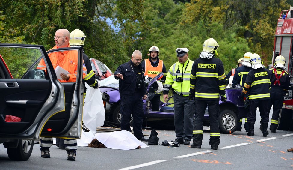 Při srážce dvou osobních aut u Jesenice zemřeli 3 lidé