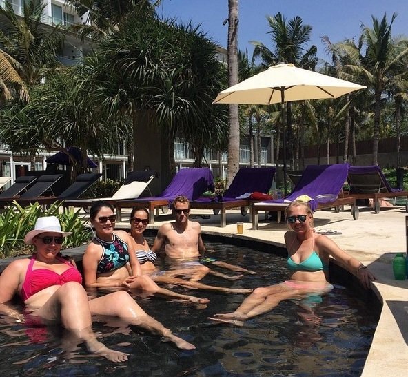 Jessica Korda s přáteli na Bali