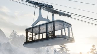 Takhle bude vypadat lanovka na Ještěd. Světelný kužel dělá z kabiny létající talíř Takhle bude vypadat lanovka na Ještěd. Světelný kužel dělá z kabiny létající talíř