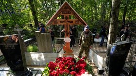 Hrob Jevgenije Prigožina v Petrohradu (30.8.2023)