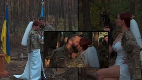 Ukrajinská „Johanka z Arku“ zapózovala ve svatebním: Ostřelovačka se provdala za muže, kterého potkala na frontě