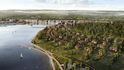 Celkový pohled na projekt u jezera, který se má nést v duchu SmartCity. Celkový pohled na projekt u jezera, který se má nést v duchu SmartCity.