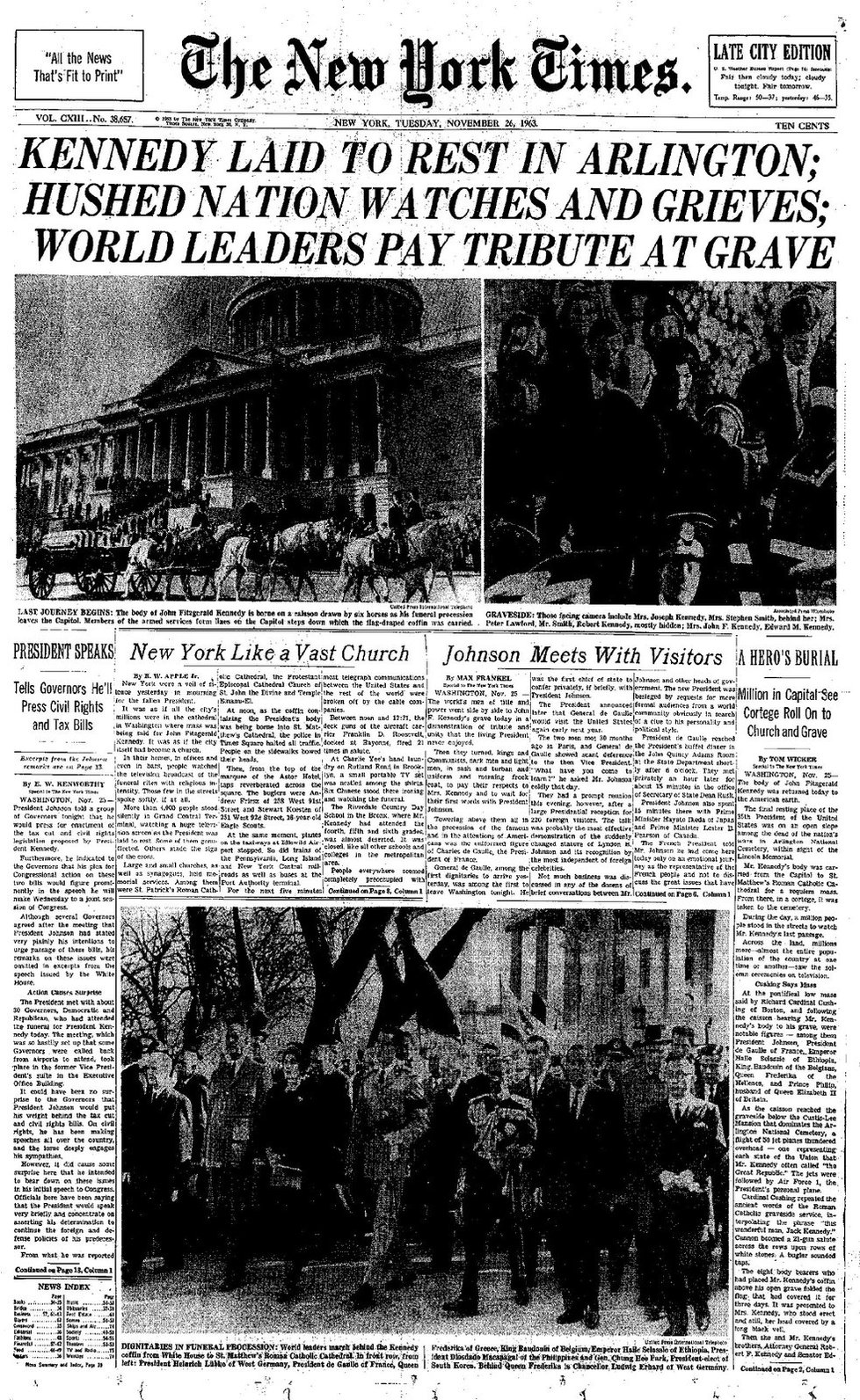 Pro deník The New York Times byl pohřeb prezidenta událostí číslo jedna.